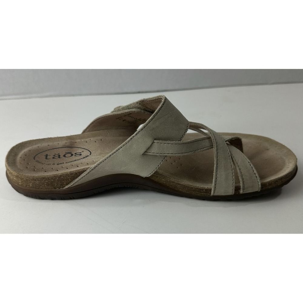 Taos The Perfect Sandals Light Beige Tan Stone Thong Toe Strappy Women's Size 10 - Picture 12 of 14